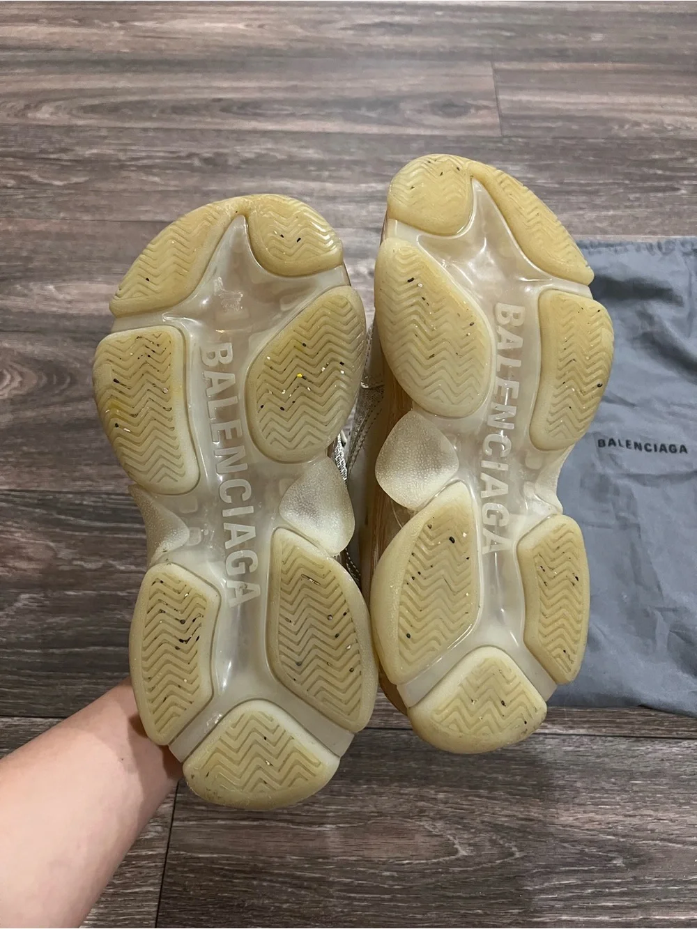 BALENCIAGA Cream Beige Triple S Clear Sole Sneakers size EUR 35 or US 5.5